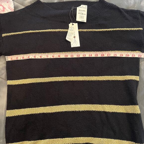 Treasure & Bond Metallic Gold Striped Sweater in Black - Gold Size Medium NEW - Picture 13 of 13